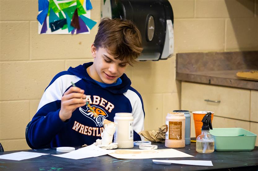 Students in art class